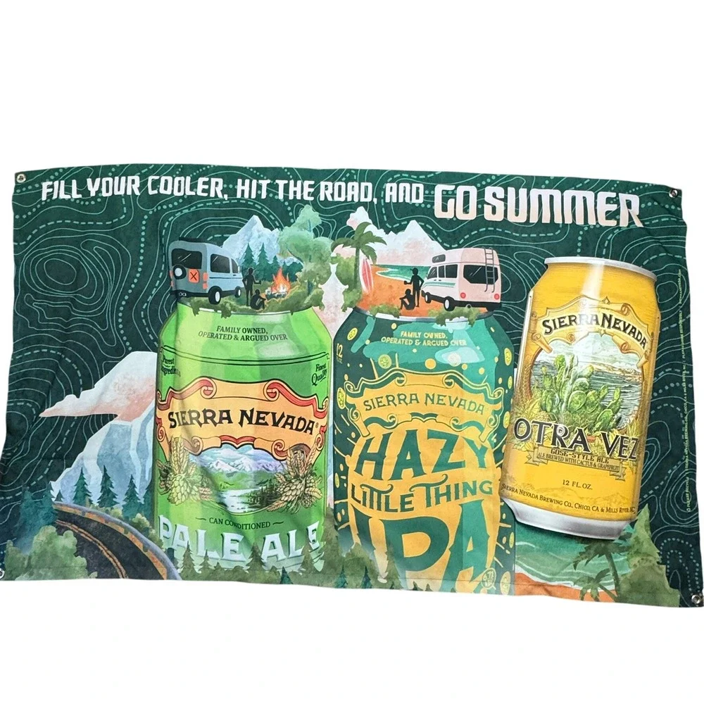 Sierra Nevada Beer Banner and Otra Vez Tin Sign Bar Decor Set 2pc
